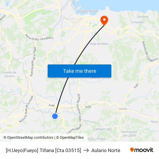 [H.Ueyo|Fueyo]  Tiñana [Cta 03515] to Aulario Norte map