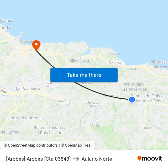[Arobes]  Arobes [Cta 03843] to Aulario Norte map