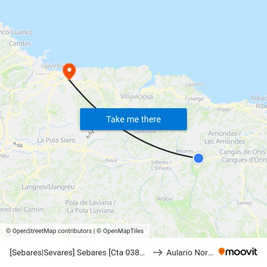 [Sebares|Sevares]  Sebares [Cta 03857] to Aulario Norte map