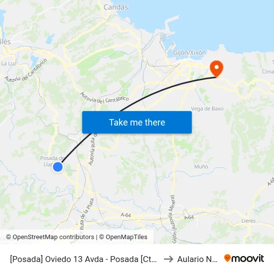 [Posada]  Oviedo 13 Avda - Posada [Cta 04143] to Aulario Norte map