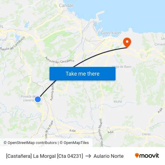 [Castañera]  La Morgal [Cta 04231] to Aulario Norte map