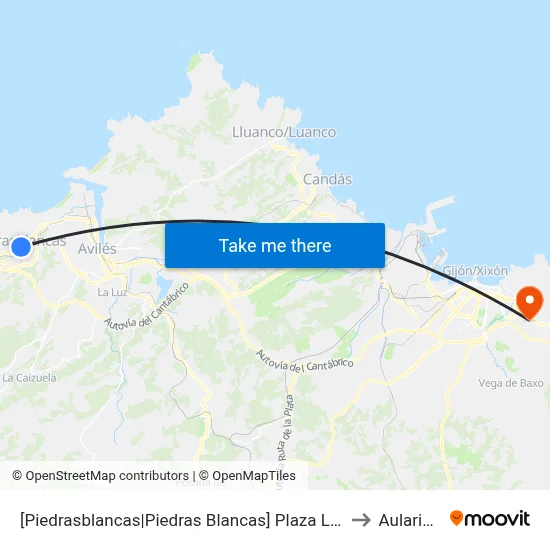 [Piedrasblancas|Piedras Blancas]  Plaza La Constitución [Cta 04299] to Aulario Norte map