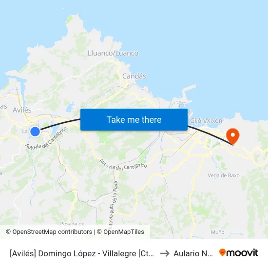 [Avilés]  Domingo López - Villalegre [Cta 04332] to Aulario Norte map