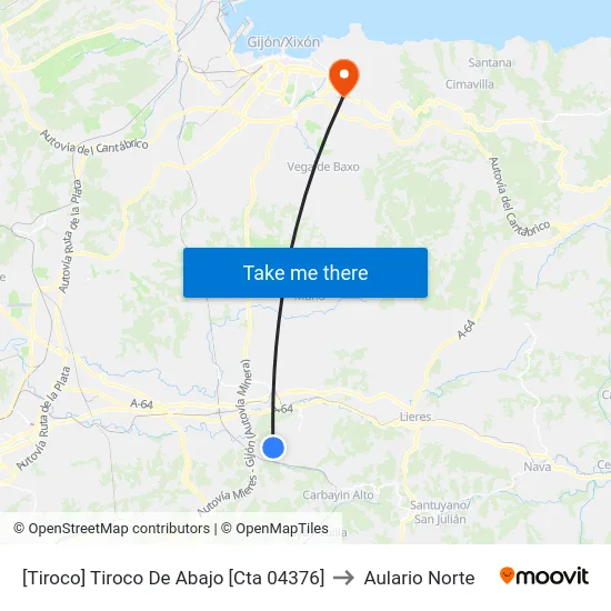 [Tiroco]  Tiroco De Abajo [Cta 04376] to Aulario Norte map