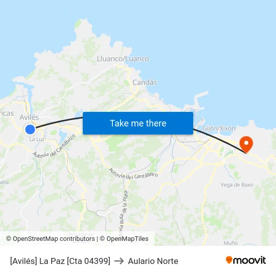 [Avilés]  La Paz [Cta 04399] to Aulario Norte map