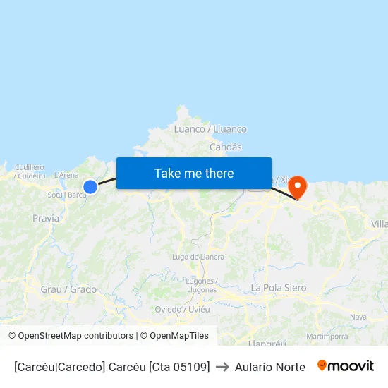 [Carcéu|Carcedo]  Carcéu [Cta 05109] to Aulario Norte map