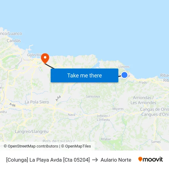 [Colunga]  La Playa Avda [Cta 05204] to Aulario Norte map