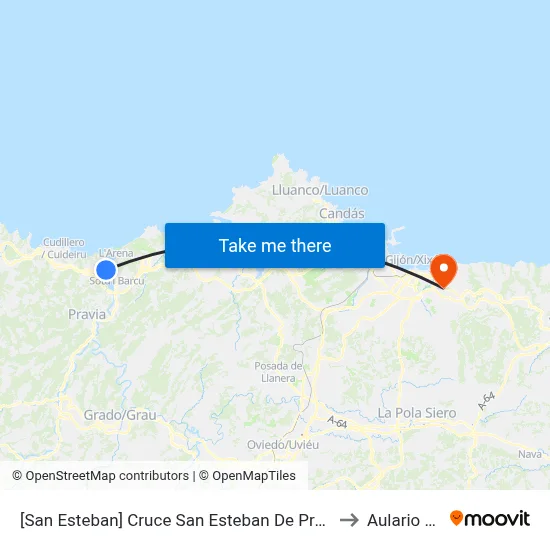 [San Esteban]  Cruce San Esteban De Pravia [Cta 05284] to Aulario Norte map