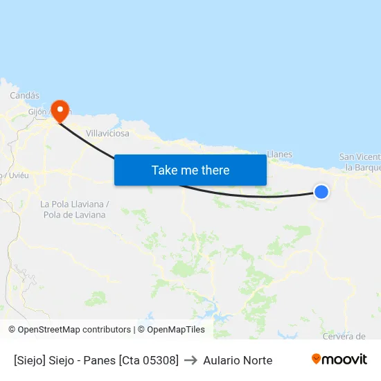 [Siejo]  Siejo - Panes [Cta 05308] to Aulario Norte map