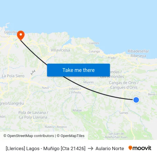 [Llerices]  Lagos - Muñigo [Cta 21426] to Aulario Norte map