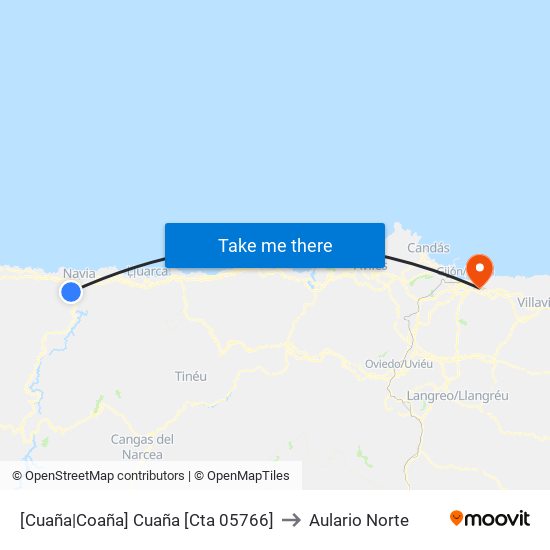 [Cuaña|Coaña]  Cuaña [Cta 05766] to Aulario Norte map