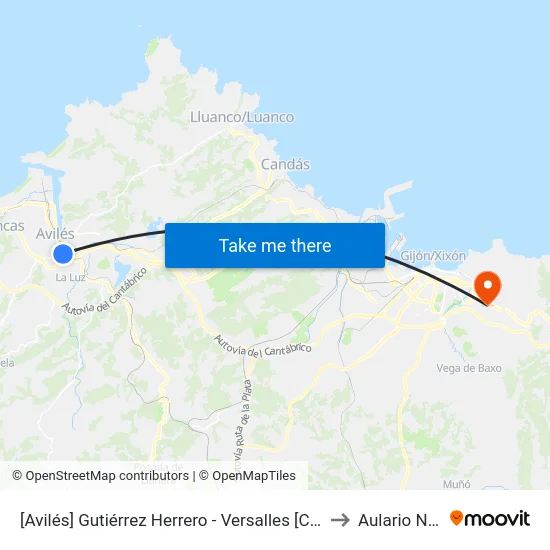 [Avilés]  Gutiérrez Herrero - Versalles [Cta 06251] to Aulario Norte map