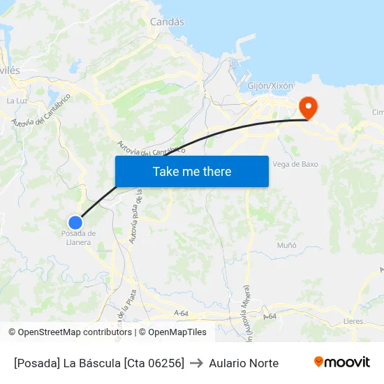 [Posada]  La Báscula [Cta 06256] to Aulario Norte map