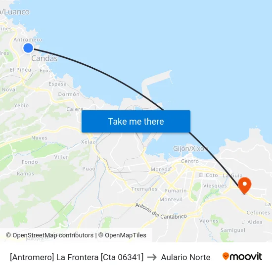 [Antromero]  La Frontera [Cta 06341] to Aulario Norte map