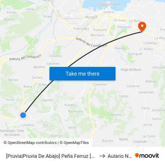 [Pruvia|Pruvia De Abajo]  Peña Ferruz [Cta 06389] to Aulario Norte map
