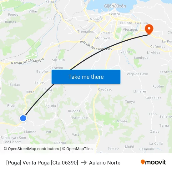 [Puga]  Venta Puga [Cta 06390] to Aulario Norte map