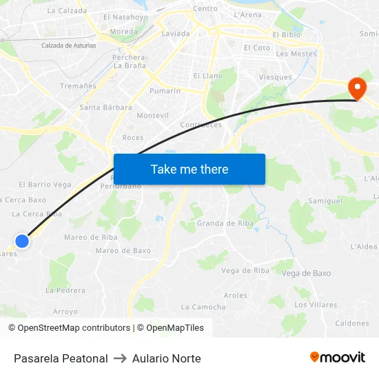 Pasarela Peatonal to Aulario Norte map