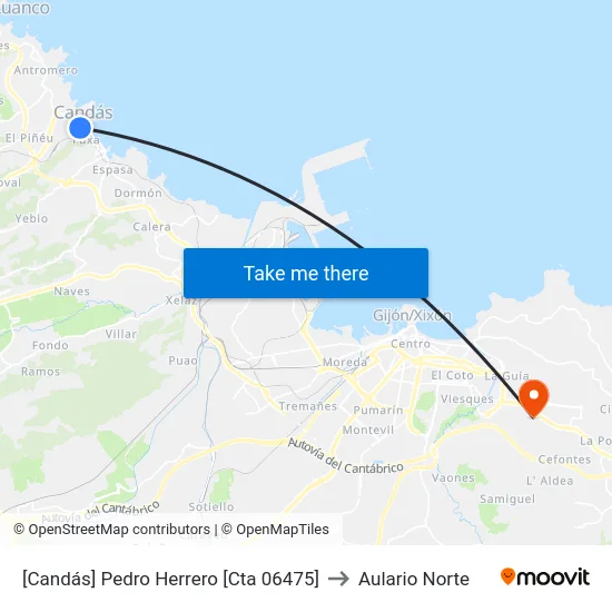 [Candás]  Pedro Herrero [Cta 06475] to Aulario Norte map