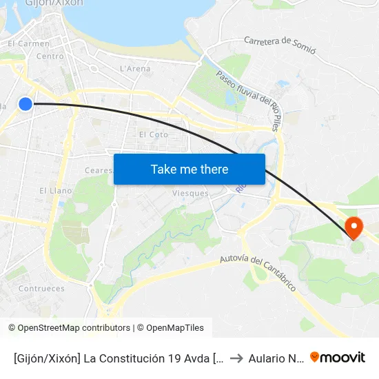 [Gijón/Xixón]  La Constitución 19 Avda [Cta 06488] to Aulario Norte map