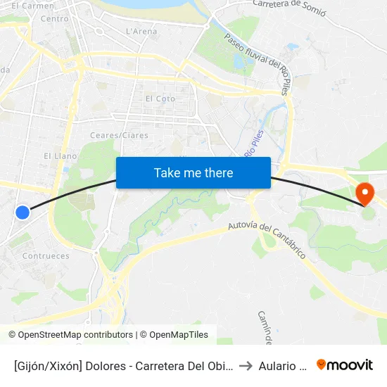 [Gijón/Xixón]  Dolores - Carretera Del Obispo [Cta 06678] to Aulario Norte map