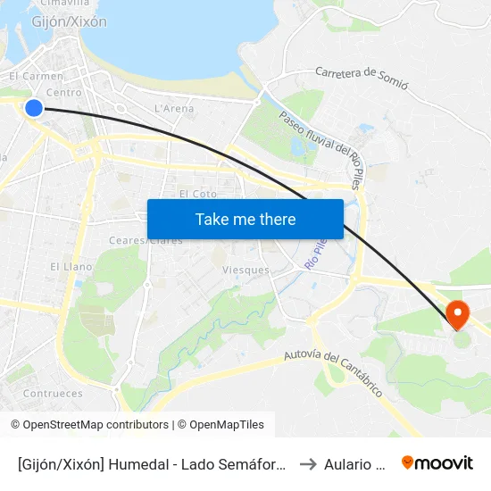 [Gijón/Xixón]  Humedal - Lado Semáforo [Cta 06814] to Aulario Norte map