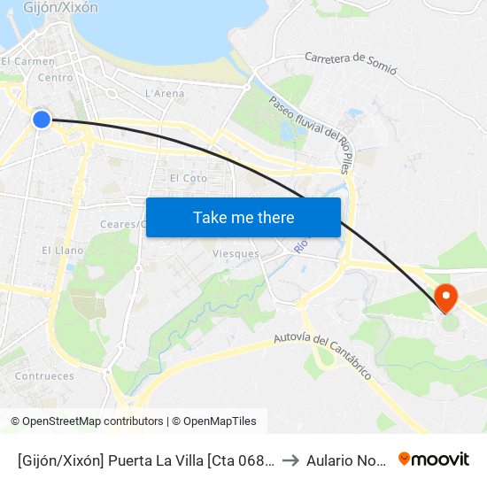 [Gijón/Xixón]  Puerta La Villa [Cta 06824] to Aulario Norte map