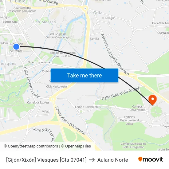 [Gijón/Xixón]  Viesques [Cta 07041] to Aulario Norte map