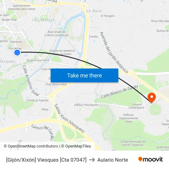 [Gijón/Xixón]  Viesques [Cta 07047] to Aulario Norte map