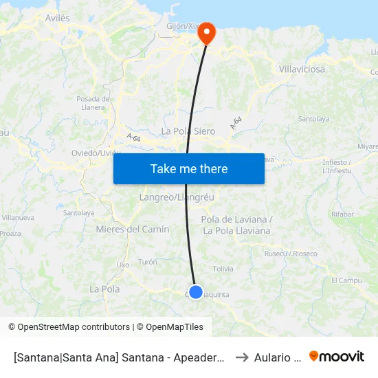 [Santana|Santa Ana]  Santana - Apeadero Feve [Cta 07267] to Aulario Norte map