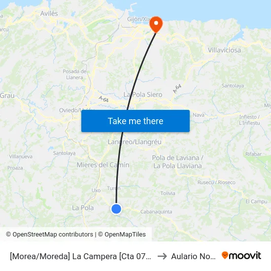 [Morea/Moreda]  La Campera [Cta 07277] to Aulario Norte map