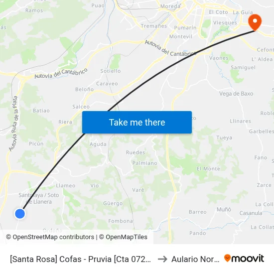 [Santa Rosa]  Cofas - Pruvia [Cta 07296] to Aulario Norte map