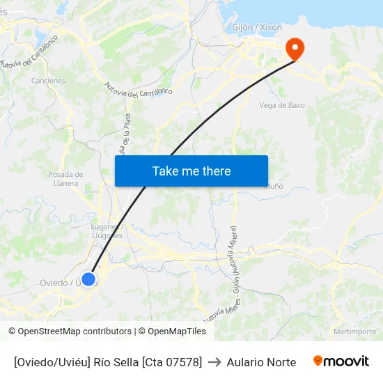 [Oviedo/Uviéu]  Río Sella [Cta 07578] to Aulario Norte map