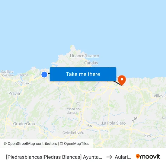 [Piedrasblancas|Piedras Blancas]  Ayuntamiento Castrillón [Cta 07725] to Aulario Norte map