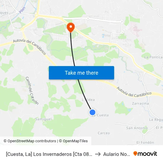 [Cuesta, La]  Los Invernaderos [Cta 08236] to Aulario Norte map