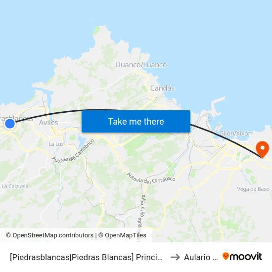 [Piedrasblancas|Piedras Blancas]  Principal Avda [Cta 09131] to Aulario Norte map
