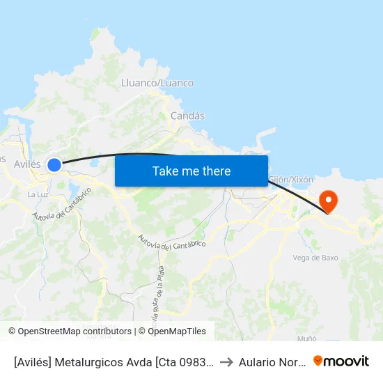 [Avilés]  Metalurgicos Avda [Cta 09831] to Aulario Norte map