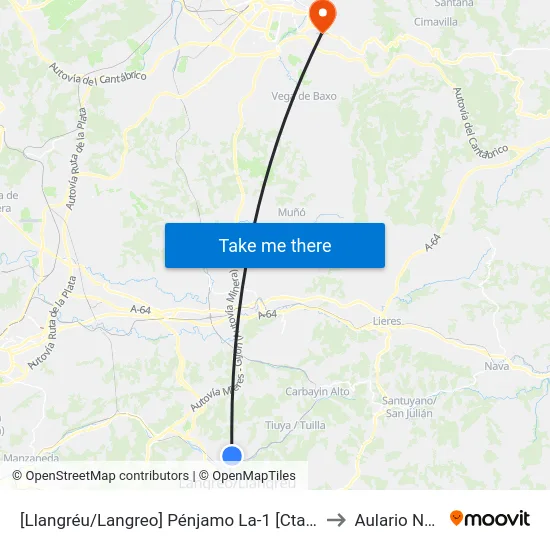 [Llangréu/Langreo]  Pénjamo La-1 [Cta 09988] to Aulario Norte map