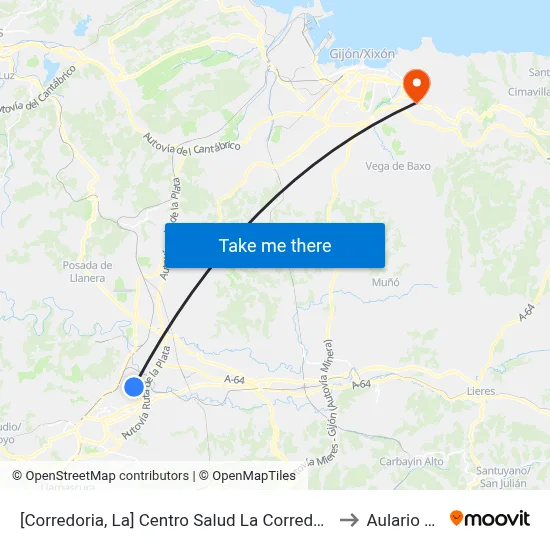 [Corredoria, La]  Centro Salud La Corredoria [Cta 16867] to Aulario Norte map