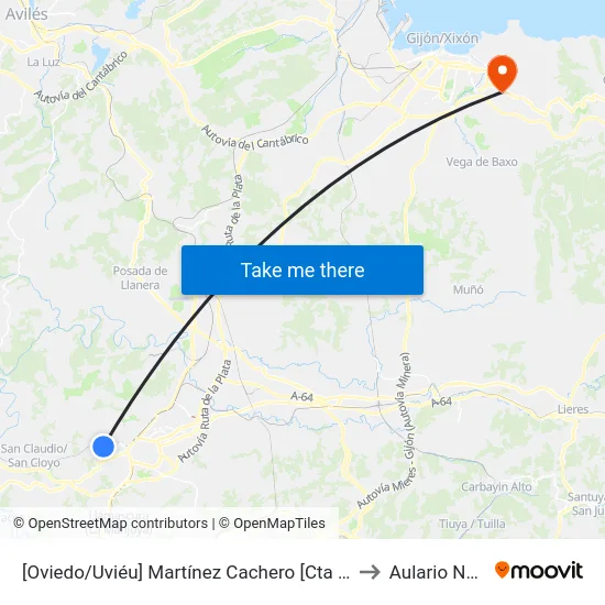 [Oviedo/Uviéu]  Martínez Cachero [Cta 16910] to Aulario Norte map