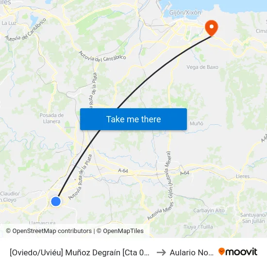 [Oviedo/Uviéu]  Muñoz Degraín [Cta 03316] to Aulario Norte map