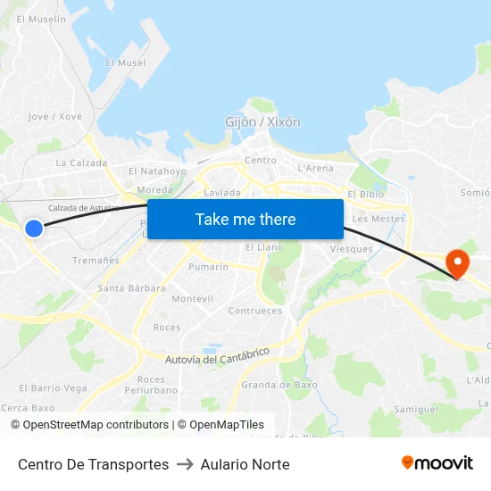 Centro De Transportes to Aulario Norte map