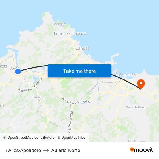 Avilés-Apeadero to Aulario Norte map