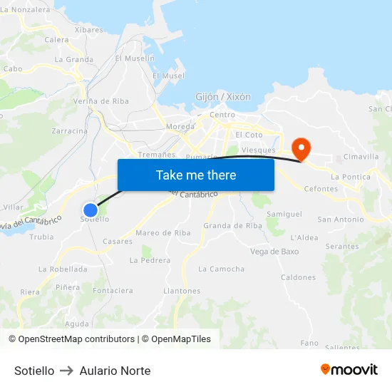 Sotiello to Aulario Norte map