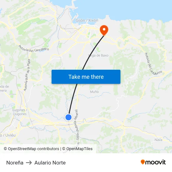 Noreña to Aulario Norte map
