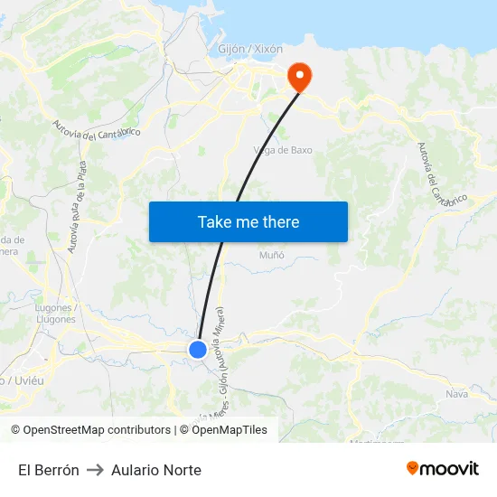 El Berrón to Aulario Norte map