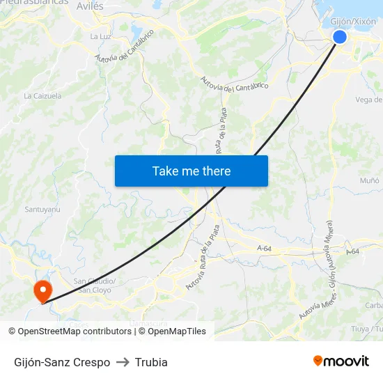 Gijón-Sanz Crespo to Trubia map