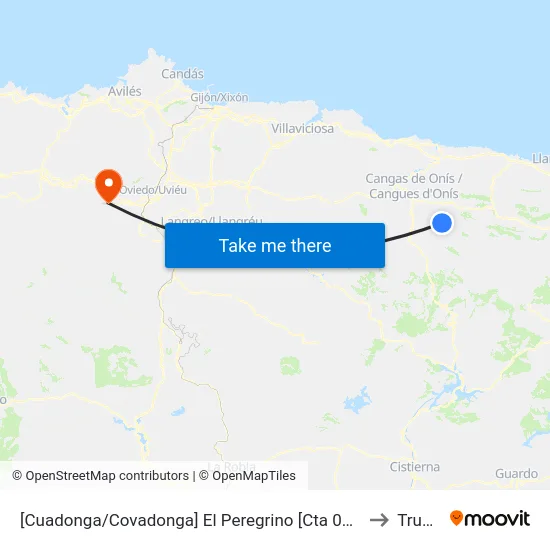 [Cuadonga/Covadonga]  El Peregrino [Cta 05421] to Trubia map