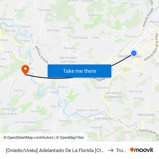 [Oviedo/Uviéu]  Adelantado De La Florida [Cta 12667] to Trubia map