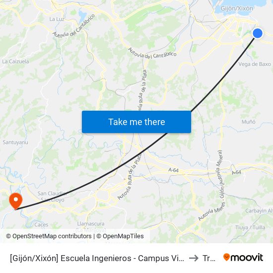 [Gijón/Xixón]  Escuela Ingenieros - Campus Viesques [Cta 20658] to Trubia map