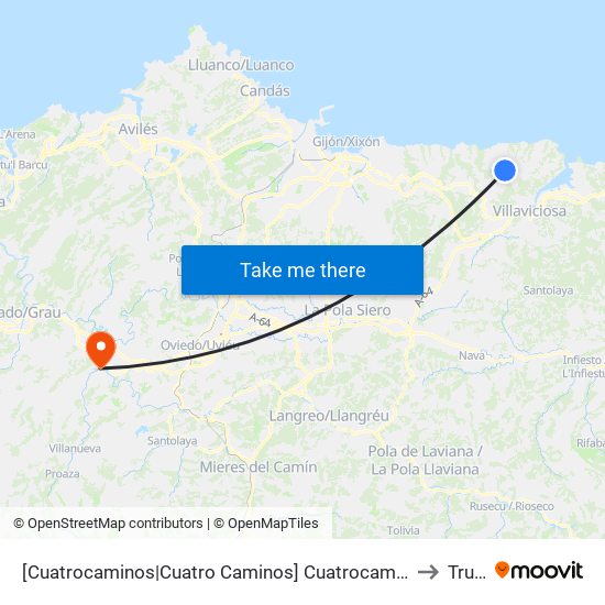 [Cuatrocaminos|Cuatro Caminos]  Cuatrocaminos [Cta 20878] to Trubia map